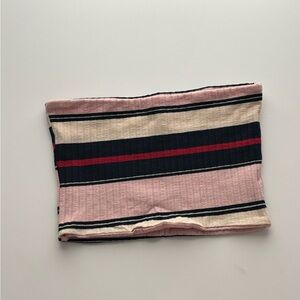 Topshop Pink and Black Multicolor Striped Bandeau Tube Top